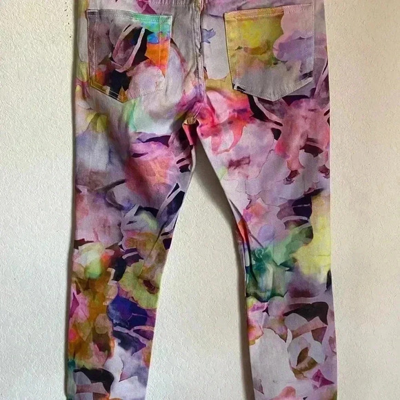 Ted Baker Electric Daydream Floral Multicolor Y2K Retro Skinny Stretch Jeans 25 - Picture 12 of 12